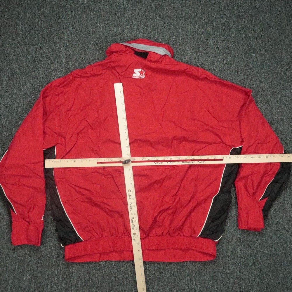 VINTAGE Ohio State Buckeyes Jacket Mens XL Red Starter 90s Pullover Anorak Lined - Picture 10 of 14